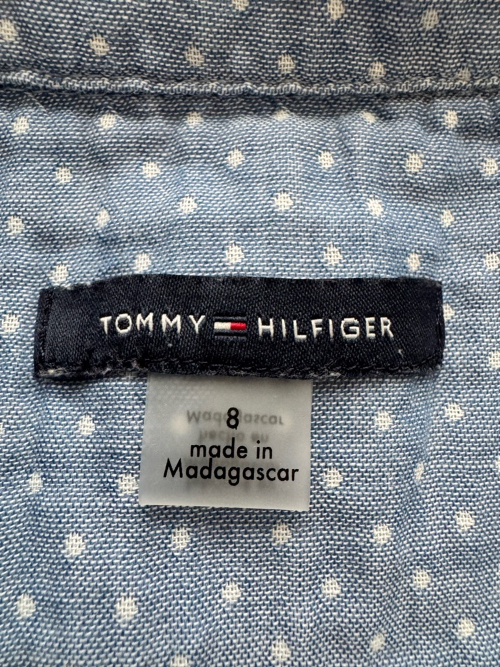 NWOT Tommy Hilfiger Blue Sleeveless Button-Front Polka Dot Shirt Dress Size 8 - Picture 10 of 16